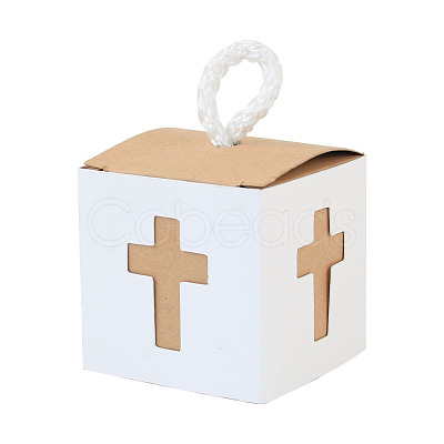 Square Paper Candy Storage Box with Handle Rope PW-WG22725-04-1