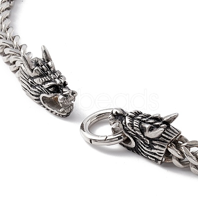 Non-Tarnish 304 Stainless Steel Wheat Chains Necklace with Dragon Clasps for Men Women NJEW-E155-05P-1