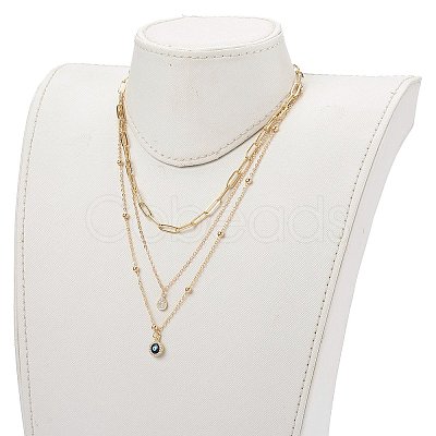 Brass Micro Pave Clear Cubic Zirconia Pendant Necklaces & Paperclip Chain Necklaces Set NJEW-JN03354-01-1