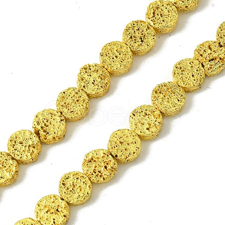 Electroplated Natural Lava Rock Beads Strands G-I360-M01-01-1