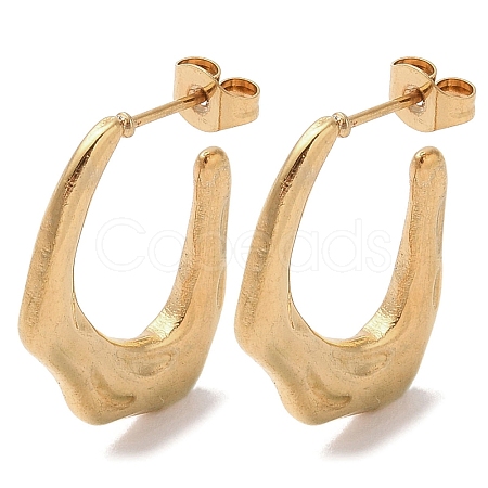 Oval 201 Stainless Steel Half Hoop Earrings for Women EJEW-G385-33G-1