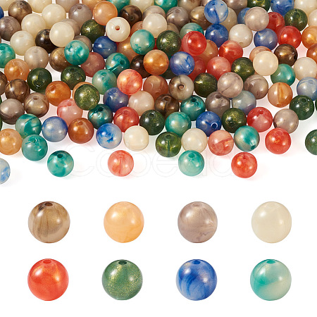 160Pcs 8 Colors Opaque Acrylic Beads SACR-PJ0001-03-1