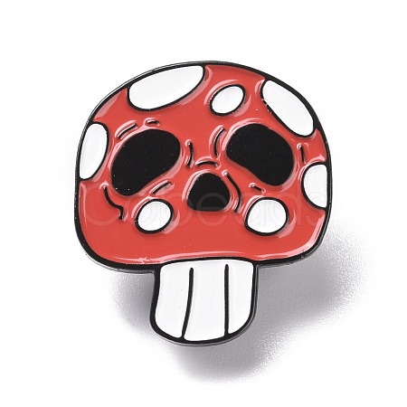 Mushroom Skull Enamel Pin Alloy Badge for Backpack Clothes JEWB-H006-01EB-1