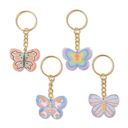 4Pcs 4 Styles Iron Keychains KEYC-JKC00945-1