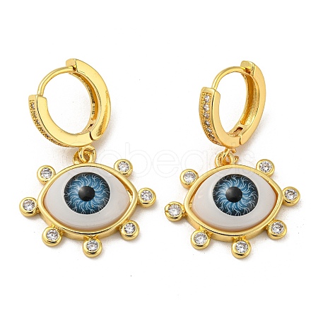 Eye Real 18K Gold Plated Brass Dangle Hoop Earrings EJEW-A033-04G-02-1