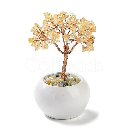 Natural Yellow Quartz Chips Tree Decorations DJEW-M012-01A-1