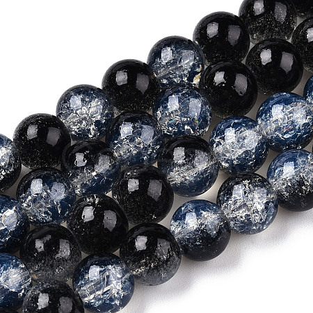 Transparent Crackle Baking Painted Glass Beads Strands DGLA-T003-01B-01-1