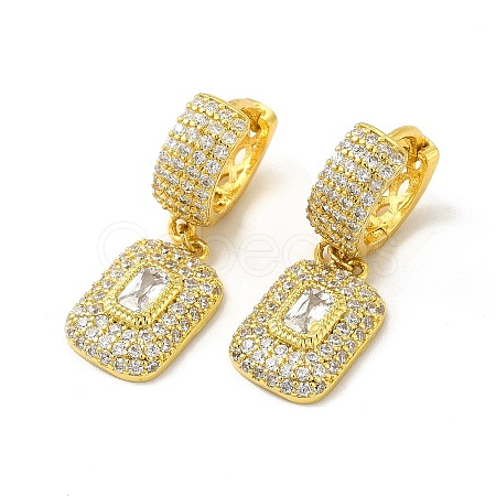 Rack Plating Brass Micro Pave Cubic Zirconia Hoop Earring for Women EJEW-H091-35G-1