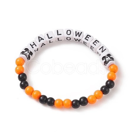 Halloween Theme Acrylic Beaded Stretch Bracelets BJEW-JB09193-01-1