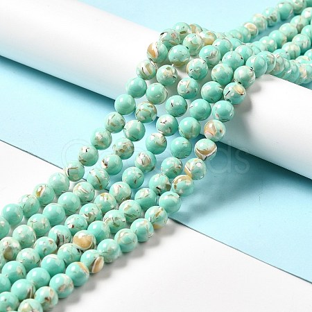 Synthetic Turquoise and Sea Shell Assembled Beads Strands G-D482-01B-08-1