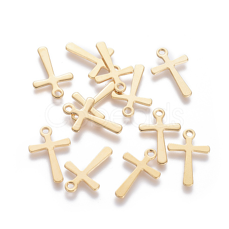 201 Stainless Steel Tiny Cross Charms STAS-L233-081G-1