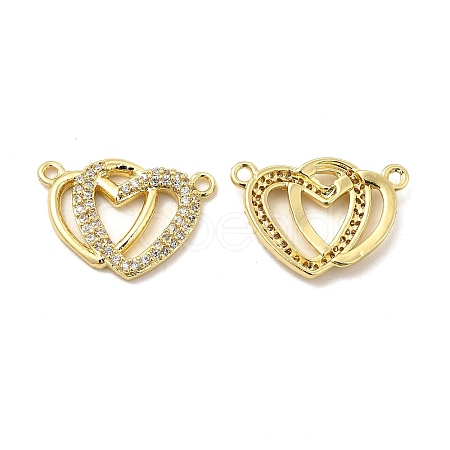 Brass Micro Pave Clear Cubic Zirconia Connector Charms KK-E068-VB065-1