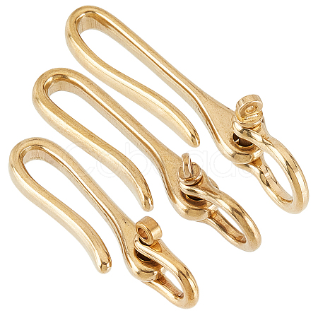   3Pcs 3 Styles U-Shaped Brass Key Hook Shanckle Clasps KK-PH0004-98-1