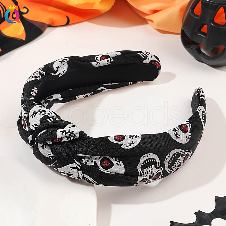 Halloween Theme Skull Cloth Hair Bands PW-WG670B1-03-1