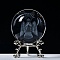 Carving Crystal Ball, Glass Sphere Decoration, with Platinum Tone Alloy Stand, Clear, Angel & Fairy, 60mm