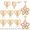 BENECREAT 10Pcs Brass Stud Earring Findings, with Horizontal Loops, Heart, with 30Pcs Plastic Ear Nuts, Real 18K Gold Plated, 9.5x8mm, Hole: 1.2mm, Pin: 0.8mm