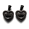 Mother's Day 304 Stainless Steel Pendants, Cut-Out, Hollow, Manual Polishing, Heart with Word Mama, Electrophoresis Black, 15x15x3.5mm, Hole: 3x6mm