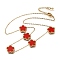 Ion Plating(IP) 304 Stainless Steel Necklaces, Flower, Golden, Red, 15.75 inch(40cm)