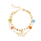 Constellation Alloy & Glass Seed Beads Double Layer Colorful Flower Anklets, Golden, Virgo, 11 inch(28cm)