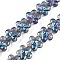 Electroplate Glass Beads Strands, Flower, Deep Sky Blue, 12x12.5x7mm, Hole: 1mm, about 54~55pcs/strand, 24.57~24.96 inch(62.4~63.4cm)