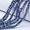 Electroplate Glass Beads Strands, Pearl Luster Plated, Faceted, Rondelle, Marine Blue, 8x6mm, Hole: 1mm, about 65~72pcs/strand, 15.7~16.1 inch(40~41cm)