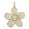 Rack Plating Brass Micro Pave Clear Cubic Zirconia Pendants, Long-Lasting Plated, Lead Free & Cadmium Free, Flower Charms, Real 18K Gold Plated, 45.5x43.5x7.5mm, Hole: 8x4.5mm