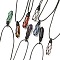 Adjustable Natural Mixed Gemstone Pendant Necklaces, with Waxed Cord, Faceted Bullet, 8.74~15.43 inch(22.2~39.2cm)