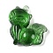 Glass Pendants, Fox Charms, Green, 36.5x34.5x12mm, Hole: 0.8mm