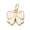 Rack Plating Brass Enamel Charms, with Jump Ring, Long-Lasting Plated, Lead Free & Cadmium Free, Real 18K Gold Plated, Bowknot Charm, White, 9.5x10x1.5mm, Hole: 3.5mm