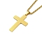 PVD Vacuum Plating 201 Stainless Steel Pendant Necklaces for Man, Cross, Real 18K Gold Plated, 23.50 inch(59.7cm), Cross: 38.5x25x1.3mm