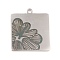 Non-Tarnish 304 Stainless Steel Pendants, Square with Flower Pattern, Stainless Steel Color, 20x18x1mm, Hole: 1.5mm