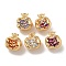 Brass Micro Pave Clear Cubic Zirconia Charms, Real 18K Gold Plated, Oval, Mixed Color, 10.5x9.5x6.5mm, Hole: 1.5mm