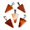 Natural Red Agate Pendants, with 201 Stainless Steel Finding, Triangle, 24x15x5mm, Hole: 3x7.5mm