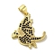 Brass Micro Pave Cubic Zirconia Pendants, with Enamel, Real 18K Gold Plated, Dinosaur, Black, 22x19.5x2mm, Hole: 5x3.5mm