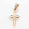 304 Stainless Steel Pendants, Cross, Golden, 17x10x1mm, Hole: 6x3.5mm