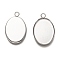 Non-Tarnish 304 Stainless Steel Pendant Cabochon Settings, Plain Edge Bezel Cups, Oval, Stainless Steel Color, Tray: 20x15mm, 24.5x16x1.3mm, Hole: 2.5mm