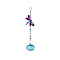 Dragonfly Metal Hanging Ornaments, Glass Hummingbird Feeders Outdoor Garden Hanging Decorations, Light Sky Blue, 550mm