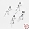 Anti-Tarnish Rhodium Plated Sterling Silver Pendant Bails, Ice Pick & Pinch Bails, Platinum, 3x3.5mm Inner Diameter, 9x5x3mm, Hole: 1mm and 3x4mm, Pin: 0.8mm.