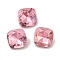 Glass Rhinestone Cabochons, Flat Back & Back Plated, Faceted, Square, Rose, 4x4x2mm