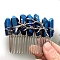 Natural Crystal Hair Combs, with Alloy Crown Hair Bands, for Women Girls, Royal Blue, 78x37mm