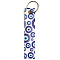 PU Leather Rectangle with Evil Eye Keychain, with Metal Key Ring, Dark Blue, 140x26mm