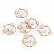 Eco-Friendly Alloy Enamel Pendants, Cadmium Free & Lead Free & Nickel Free, Light Gold, Ring with Rabbit and Sakura, Pink, 30x31x2mm, Hole: 1.8mm