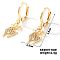 Elegant Vintage Copper Hoop Earrings with Geometric Zircon Stones, Golden, Deer, 29x9mm