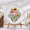 DIY Flower Pattern Embroidery Kits, Including Printed Cotton Fabric, Embroidery Thread & Needles, Embroidery Hoops, White, 200mm