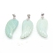 Natural Amazonite Pendants, with Platinum Tone Brass Findings, Wing, 35x17mm