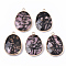 Natural Rhodonite Pendants, with Golden Plated Edge Brass Findings, Nickel Free, Faceted, Oval, 25~26x17~18x5mm, Hole: 1.4mm