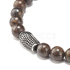 Round Natural Gemstone Braided Bead Bracelet with Buddha Head BJEW-JB07640-6