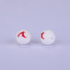 Printed Round with Deer Pattern Silicone Focal Beads SI-JX0056A-131-1