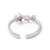 Clear Cubic Zirconia Hollow Out Star Open Cuff Ring RJEW-E072-23P-3