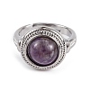 Natural Amethyst Round Adjustable Rings RJEW-K271-04P-08-3